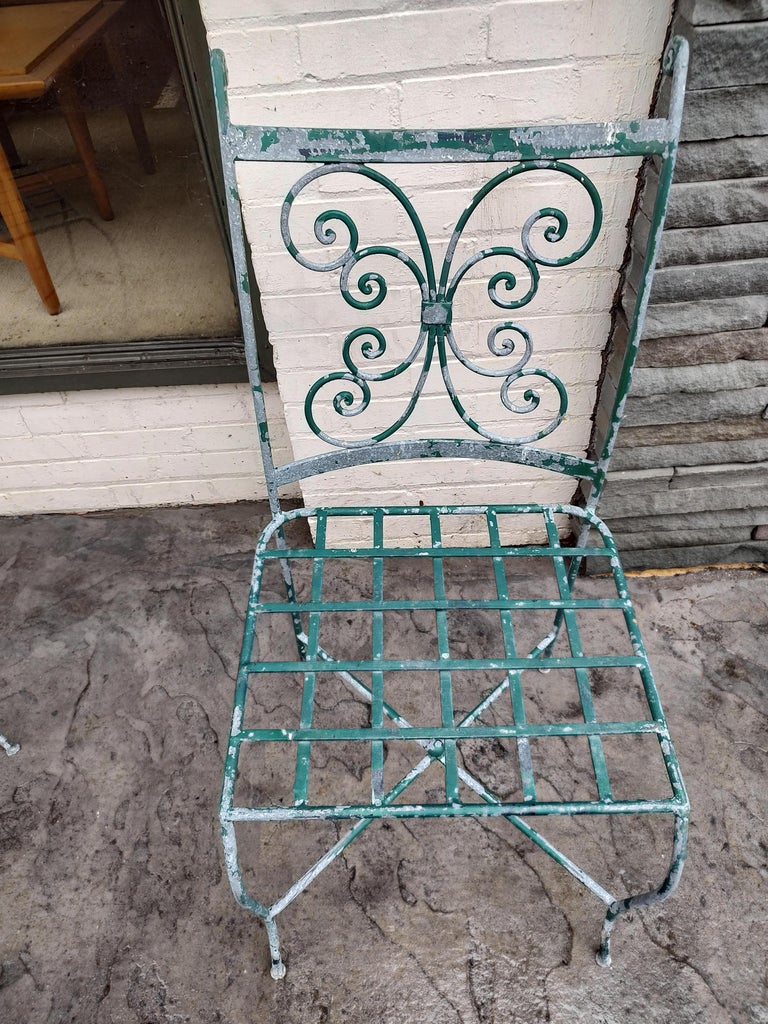 Pair of French Iron Scroll Back Zinc Coated Outdoor Cafe Chairs For ...