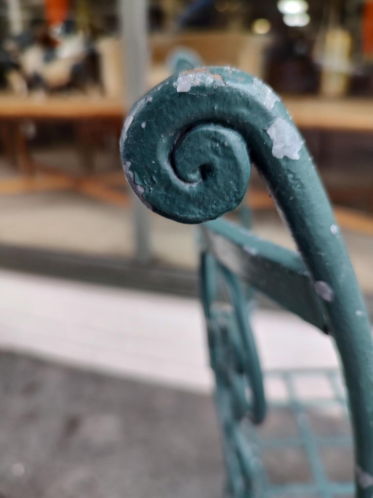 Pair of French Iron Scroll Back Zinc Coated Outdoor Cafe Chairs For ...