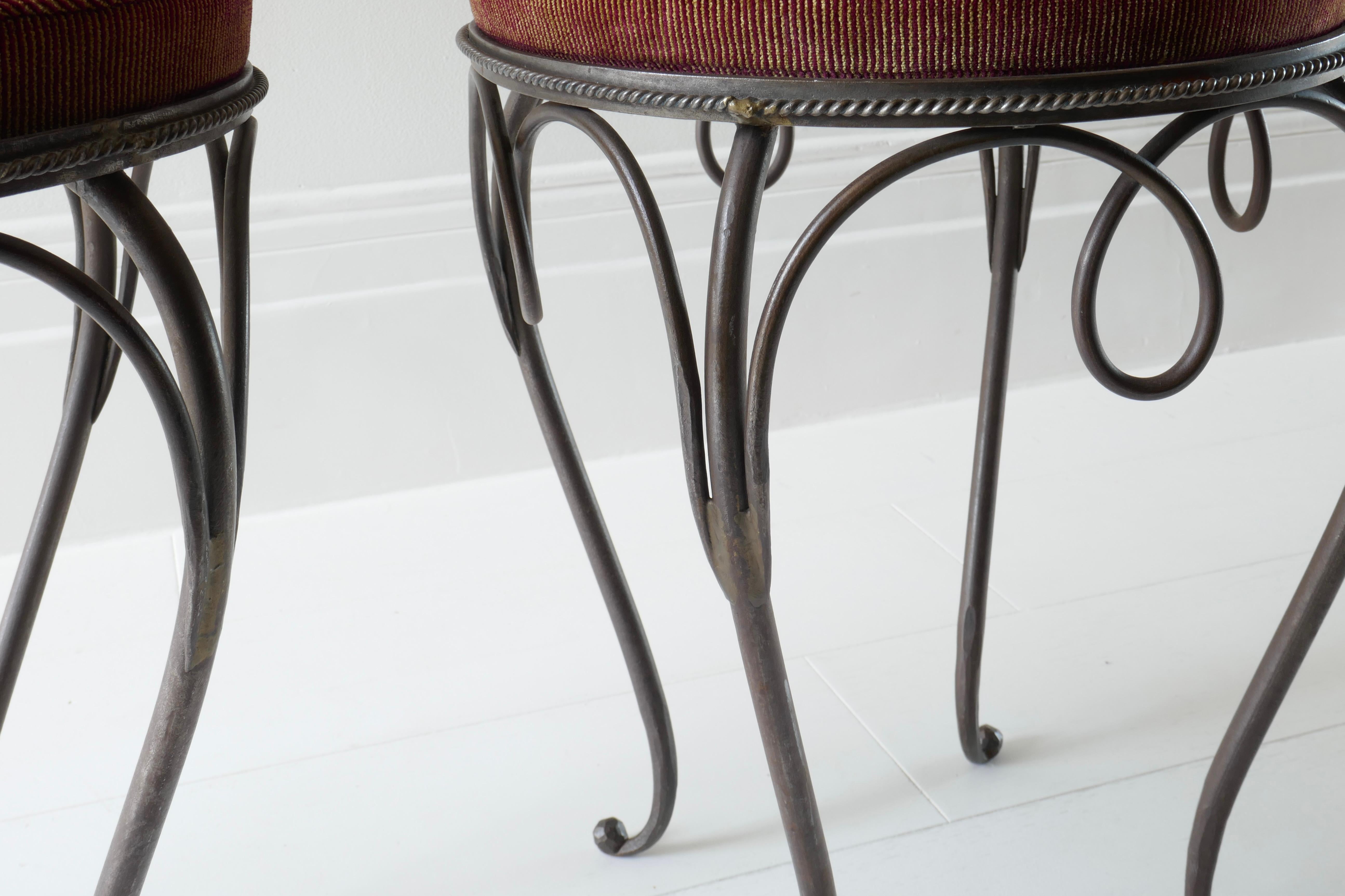 Pair of French Iron Stools, 1940s  For Sale 2