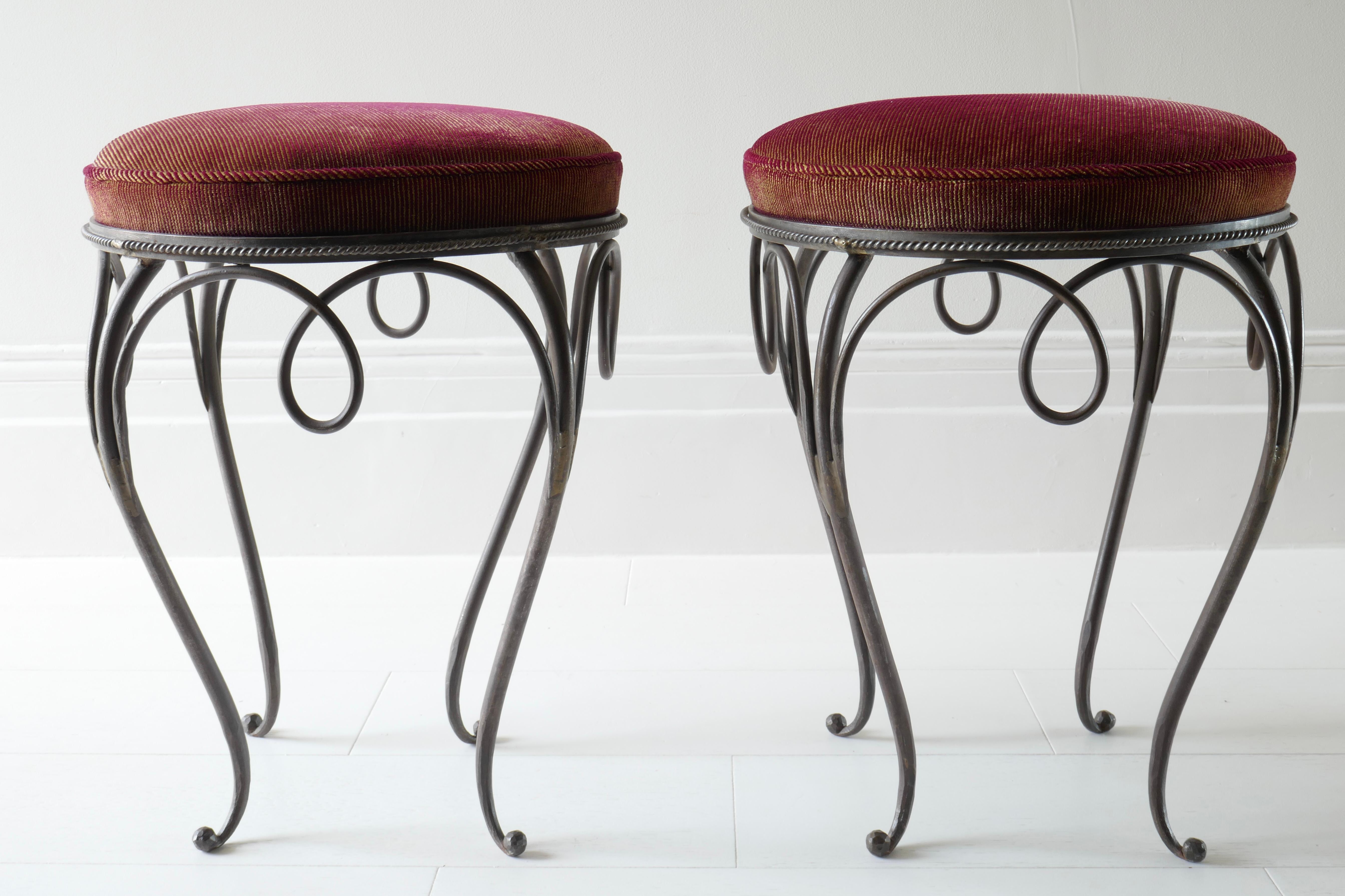 Pair of French Iron Stools, 1940s  For Sale 3