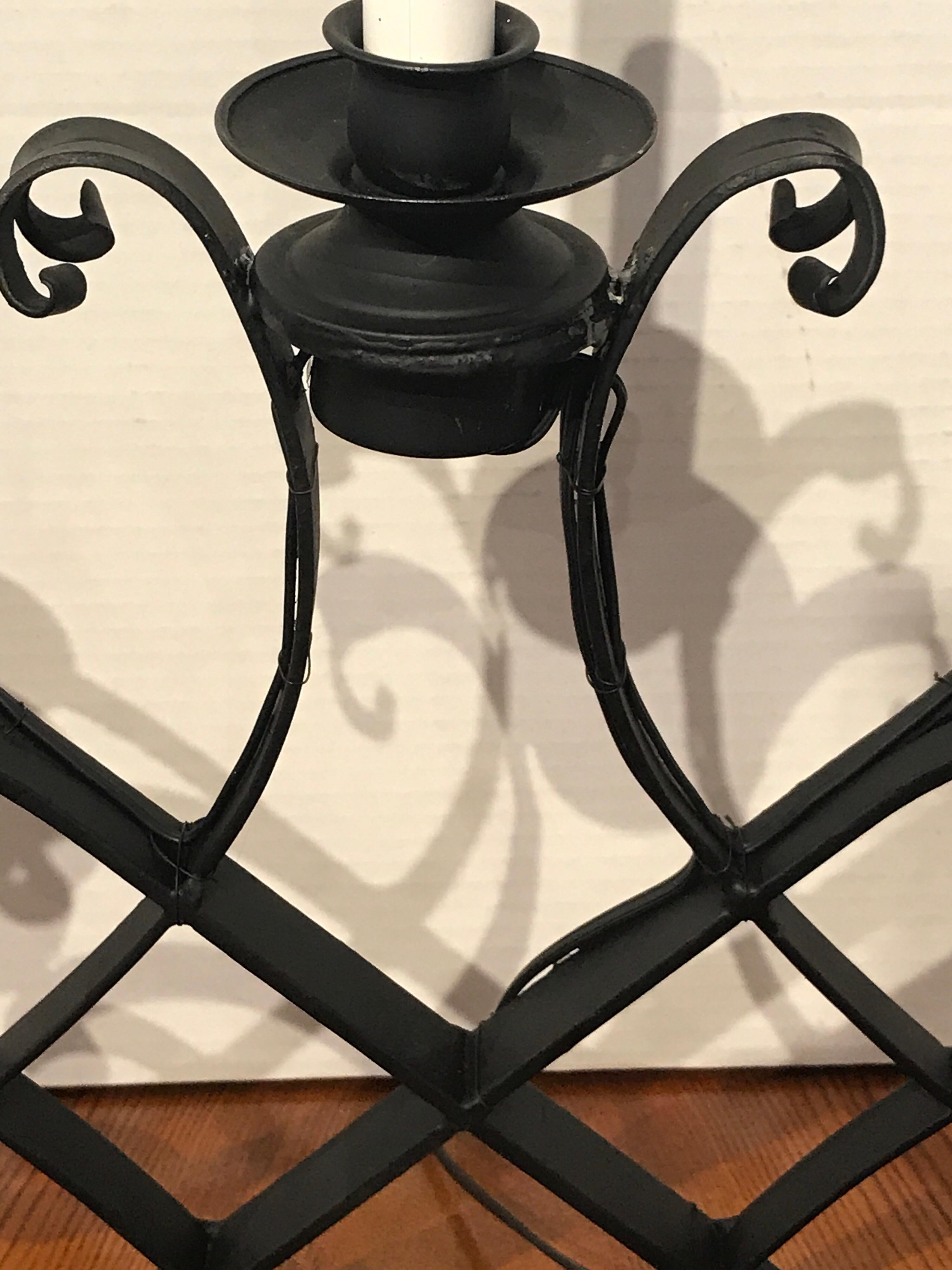 Pair of French  Modern Iron Three Light Lamps For Sale 3
