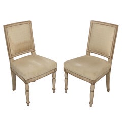 Coppia di sedie antiche francesi dipinte in legno avorio