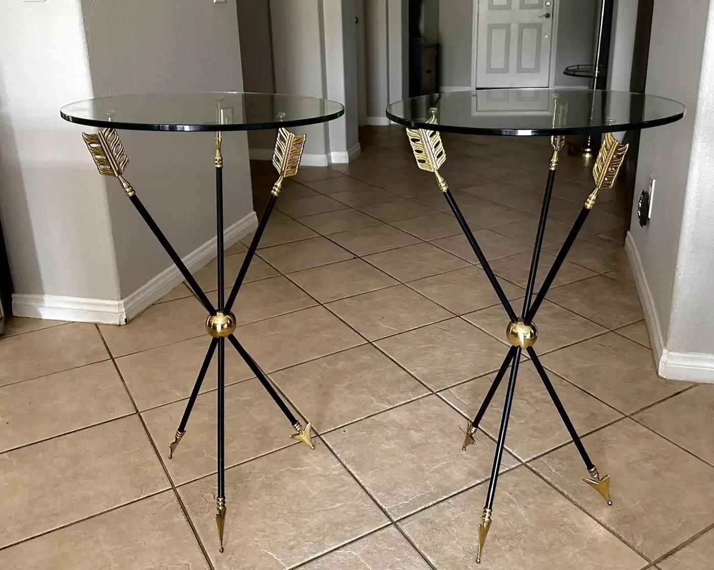 Paire de tables d'appoint Jansen Arrow Directoire françaises en vente 2