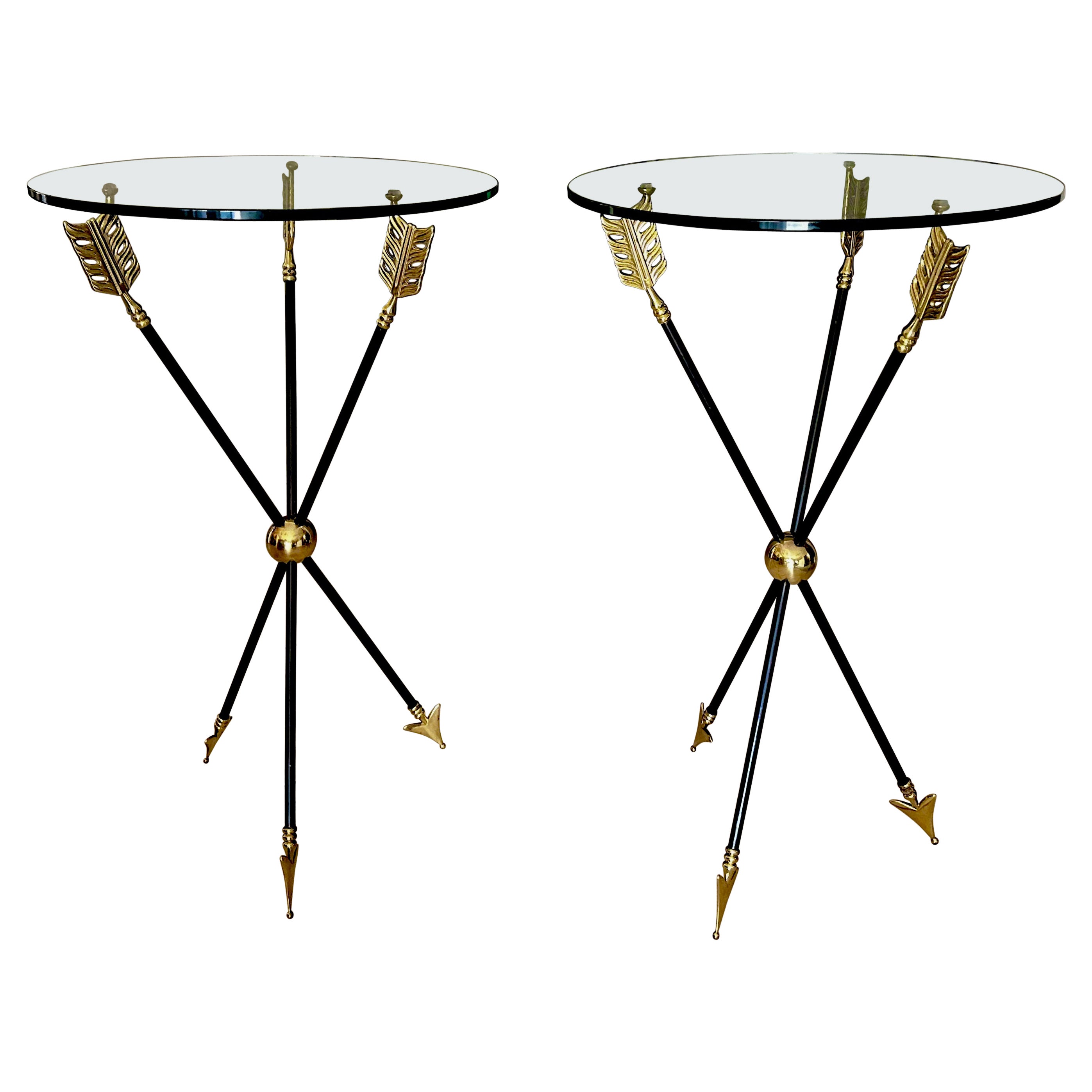 Pair of French Jansen Arrow Directoire Side Tables