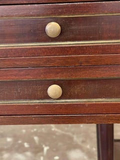 Pair of French Jansen Manner Mahogany and Brass Side Tables