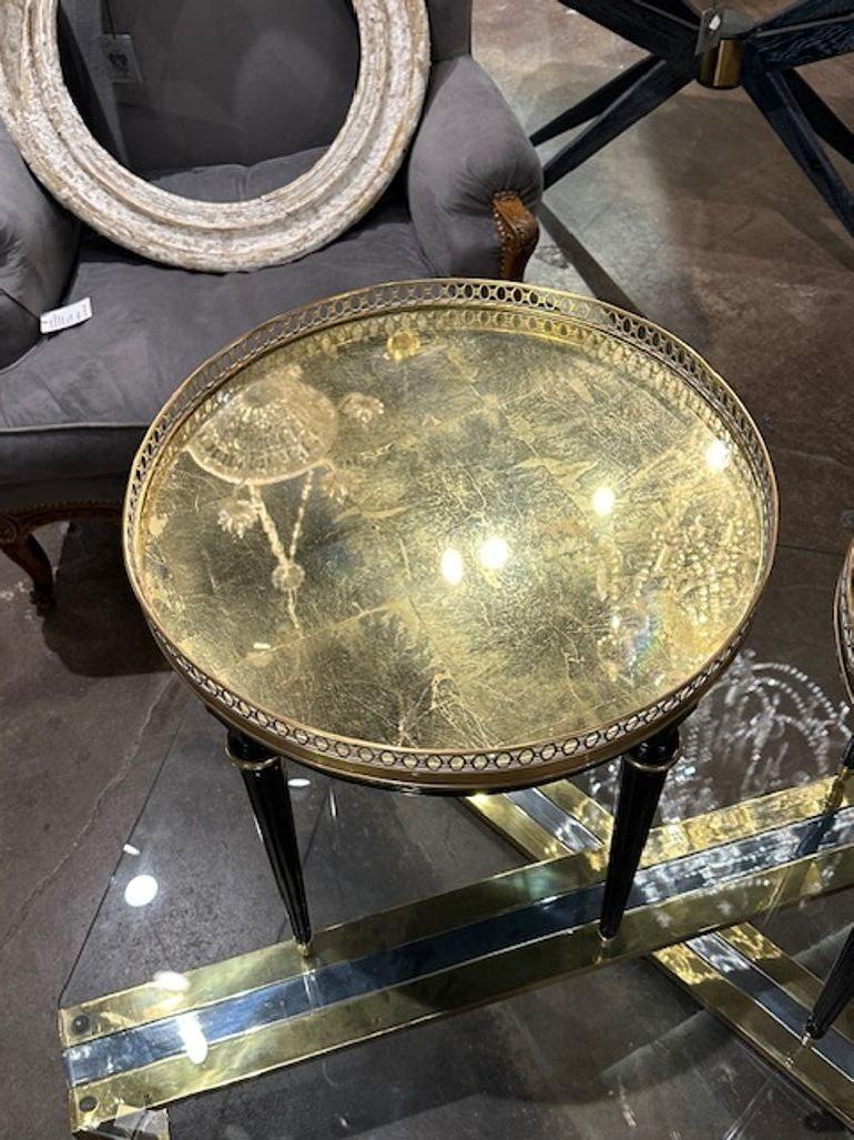 Brass Pair of French Jansen Side Tables For Sale