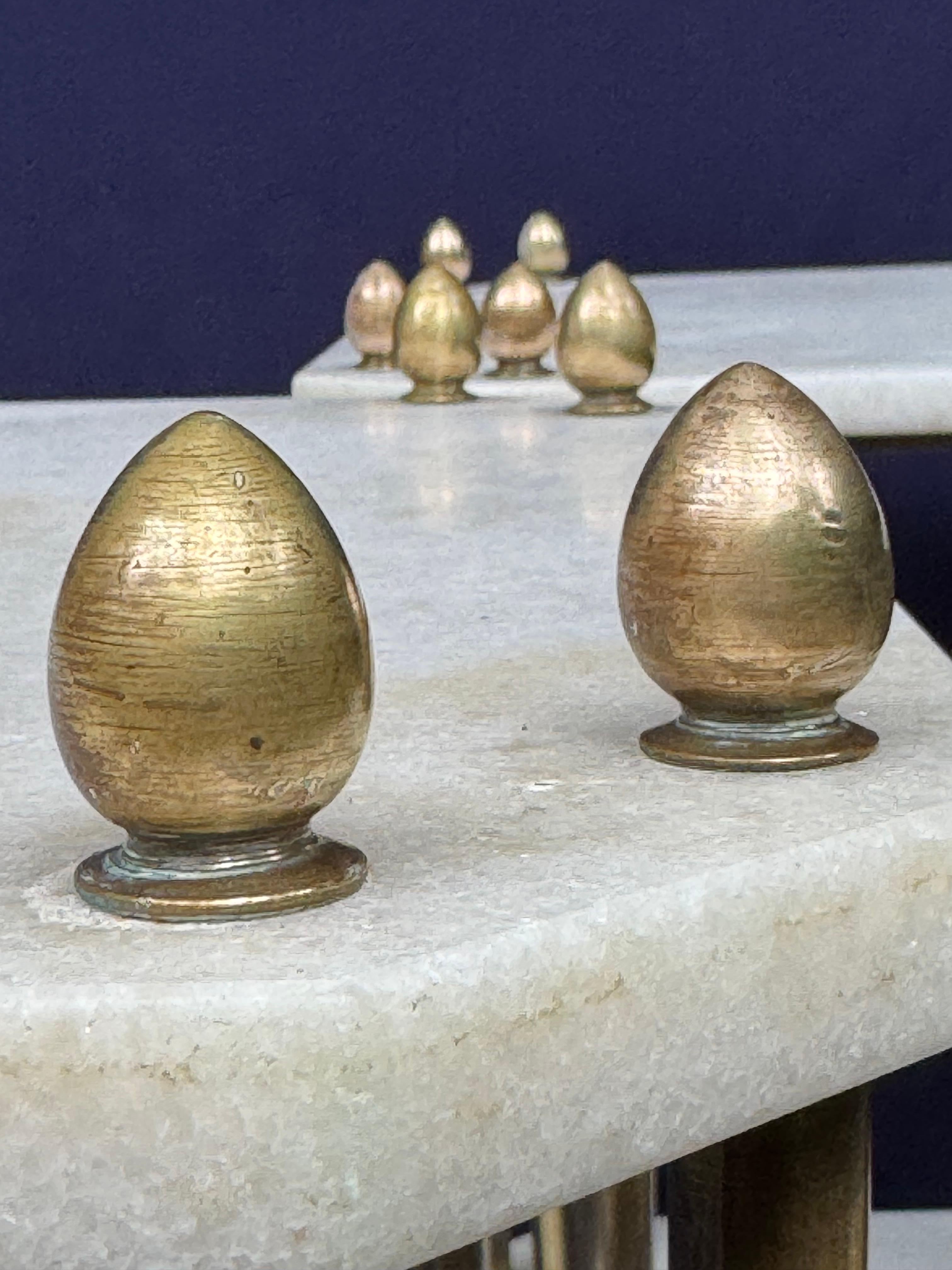 Pair of French Jardin d’Hiver Marble and Brass Tables, 1950s — Over 100kg Each For Sale 2