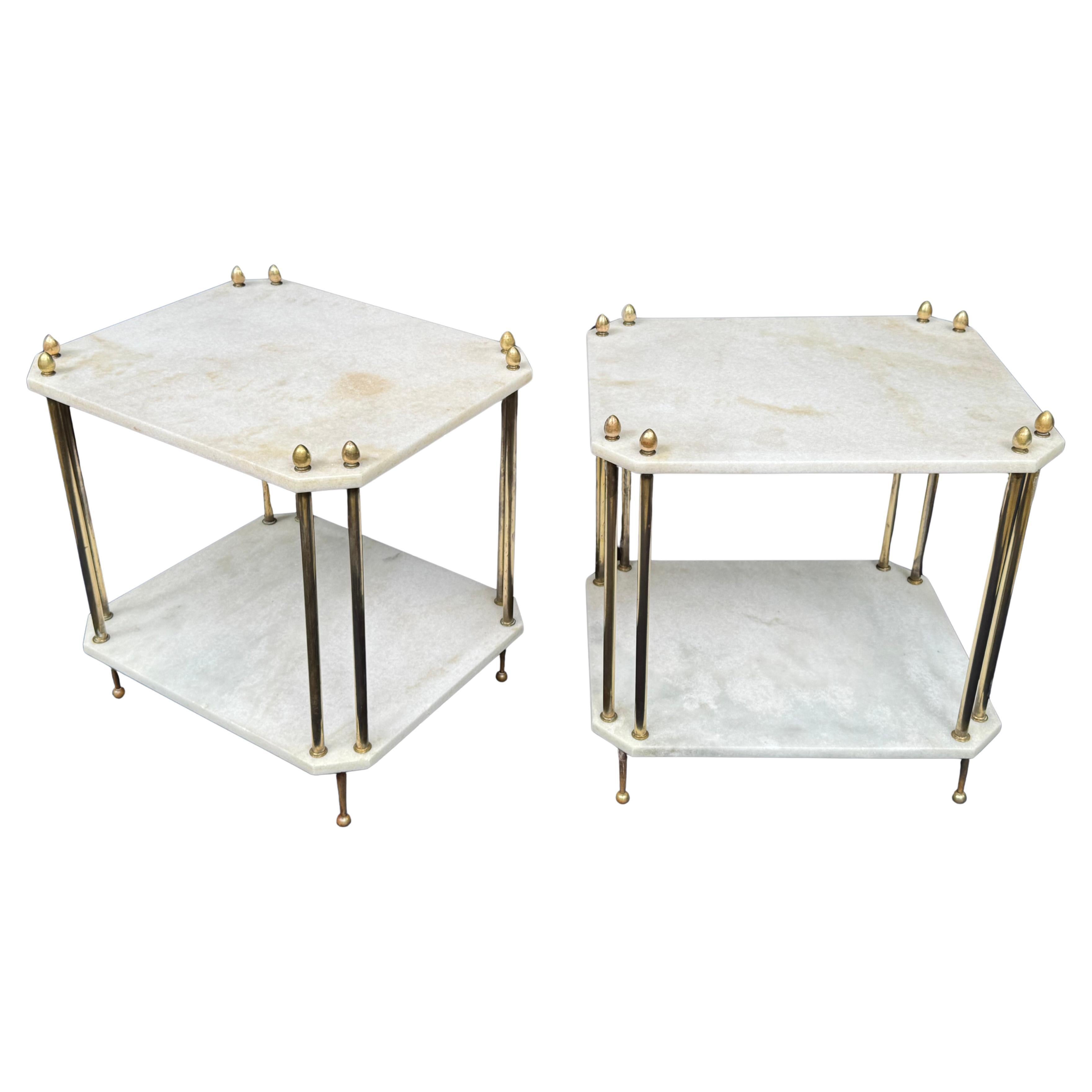 Paire de tables en marbre et laiton du Jardin d
Hiver, années 1950 - plus de 100 kg chacune