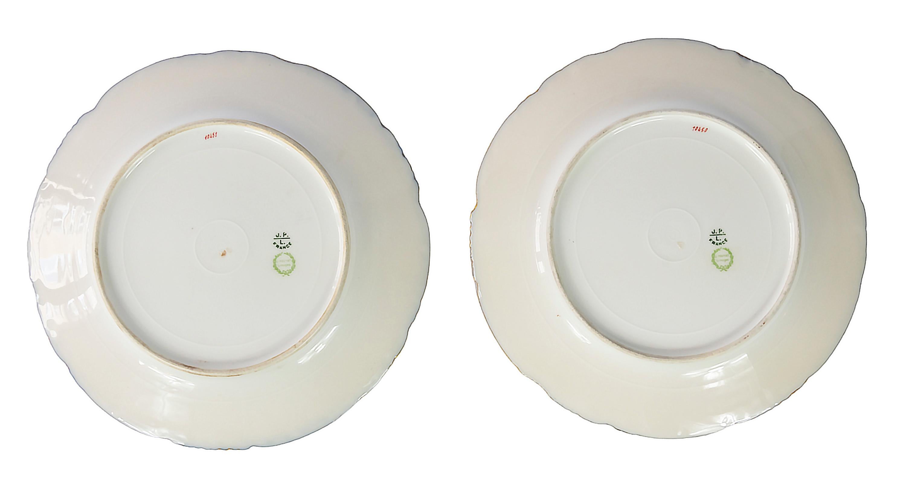 Pair of French Jean Pouyat for Limoges Plates in Cobalt Blue/Gold Decor