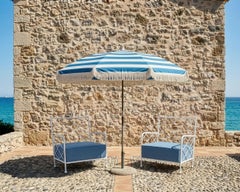 Pair of Midcentury French Iron Lounge Chairs After Royere