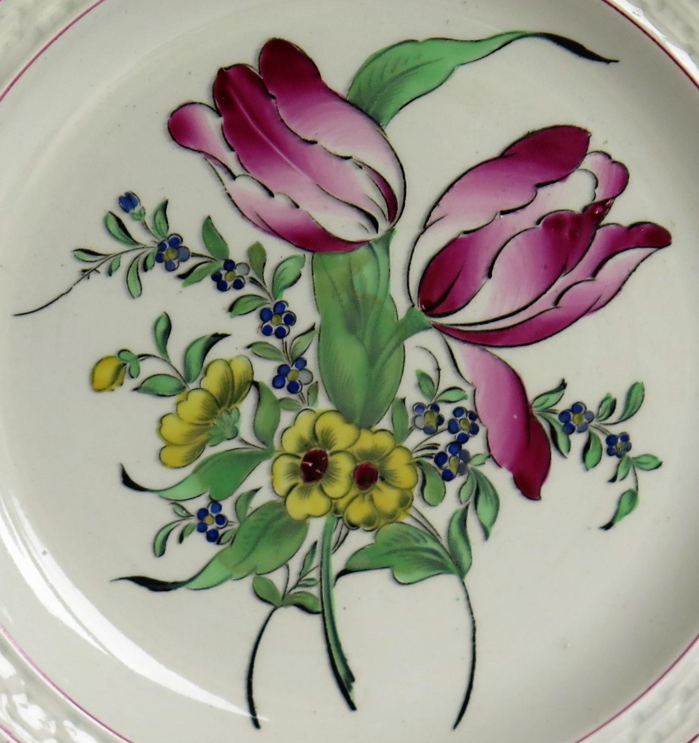 PAIR of French K&G Luneville Faience Plates Hand Painted Flowers, circa 1895 For Sale 1