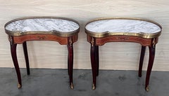 Pair of French Kidney Shape Nightstands Bedside Tables Louis XVI, circa 1910