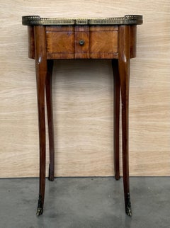 Pair of French Kidney Shape Nightstands Bedside Tables Louis XVI, circa 1910