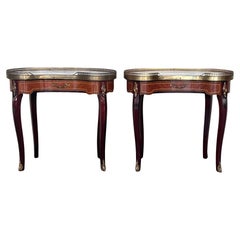 Pair of French Kidney Shape Nightstands Bedside Tables Louis XVI, circa 1910