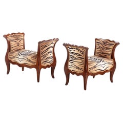 Pair of French Kingwood Louis XV Style Benches, C 1890.