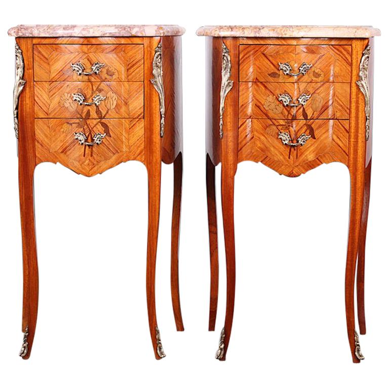 Pair of French Kingwood Louis XV Style Nightstands