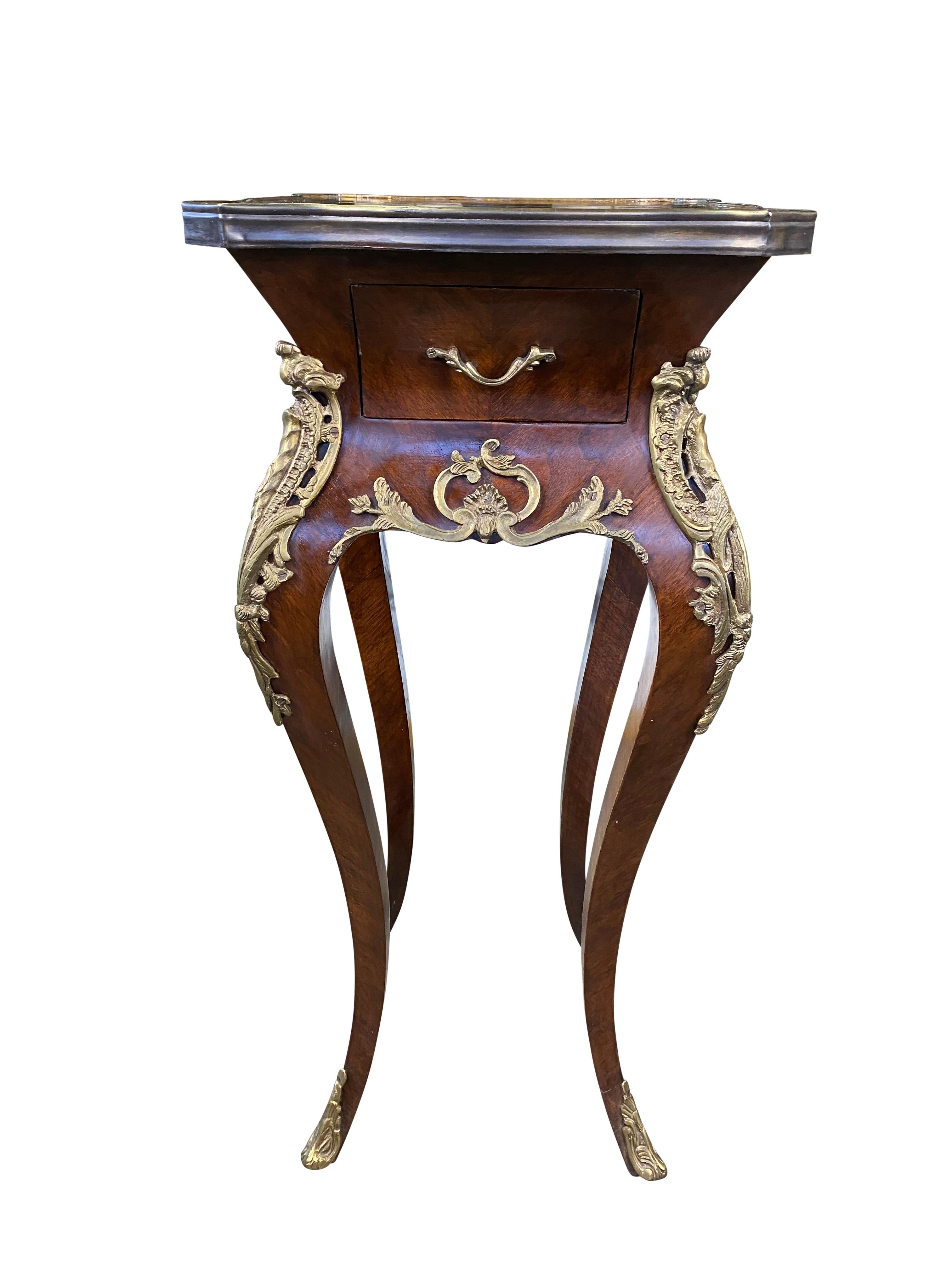 Wood Pair of French Kingwood Side Tables, 20th Century For Sale