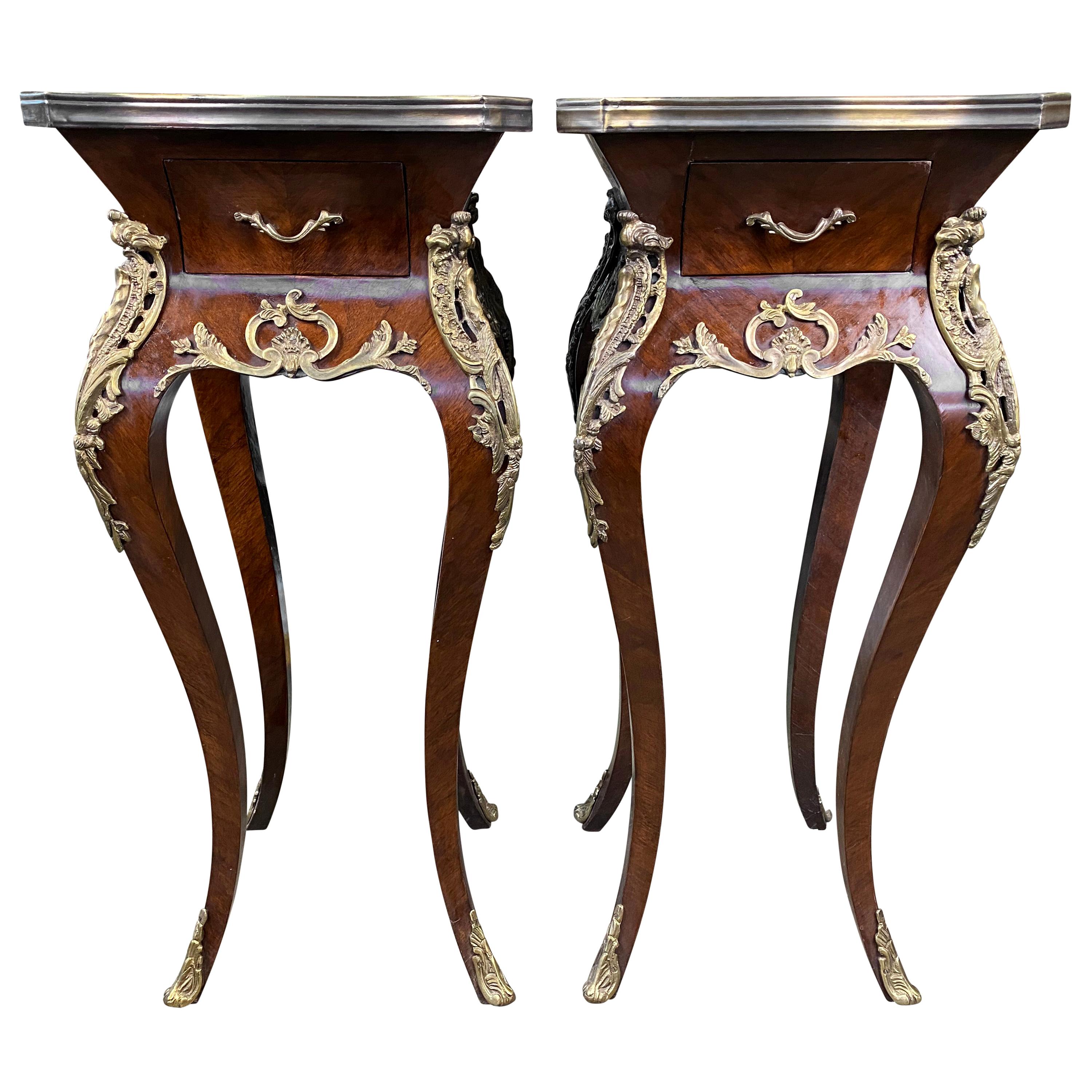 Pair of French Kingwood Side Tables, 20th Century For Sale