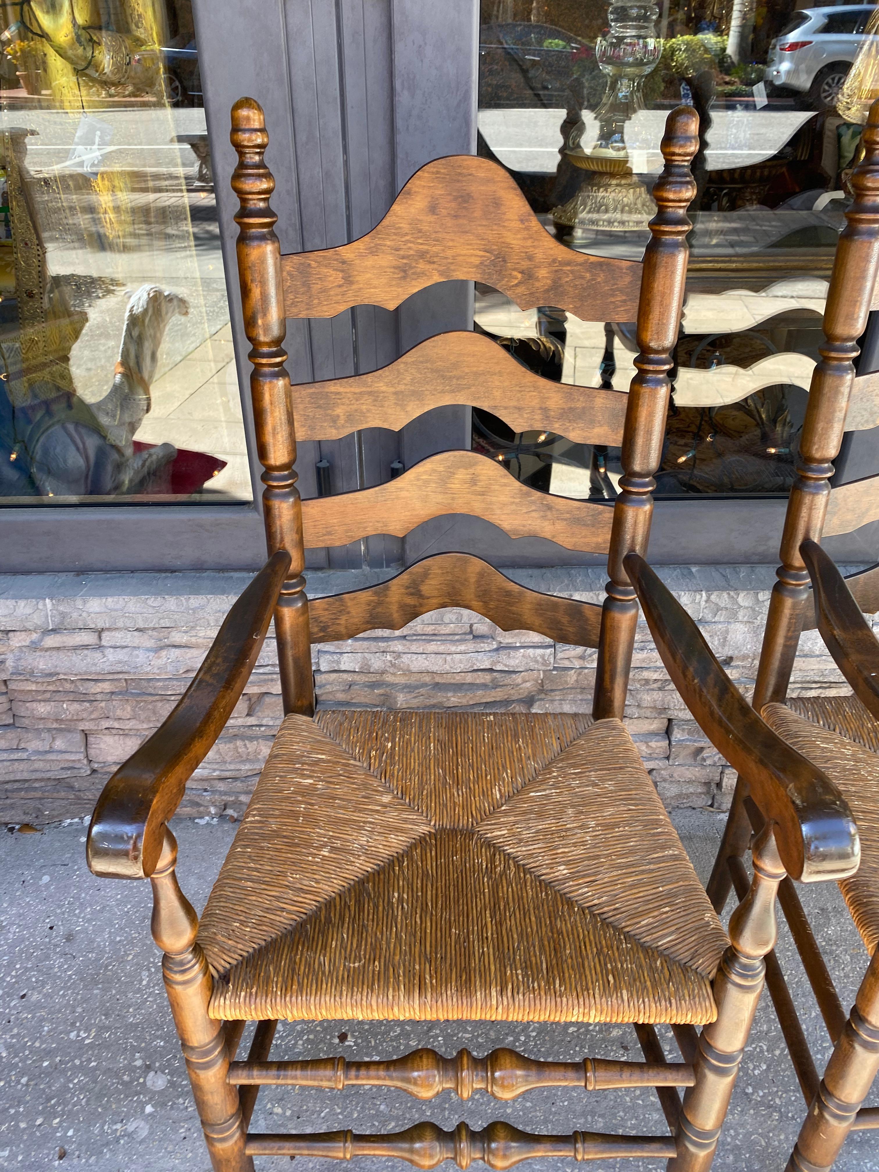 Mid-20th Century Pair of French Ladder Back Armchairs