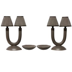Pair of French Lamps with Ash Trays