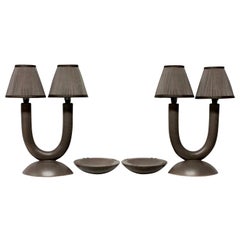 Pair of French Lamps with Ash Trays