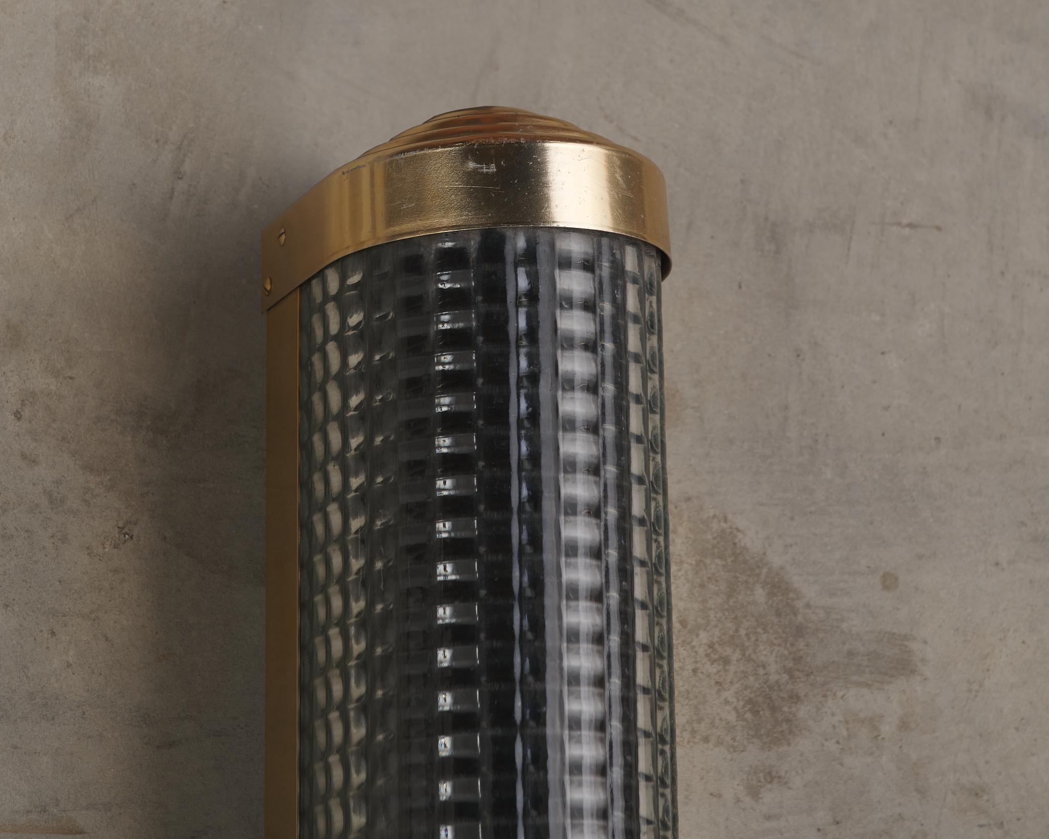 Brass Pair of French Large Art Deco Cinema Lights For Sale