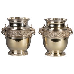 Pair of French Large Gilt Metal Wine Coolers, circa 1890