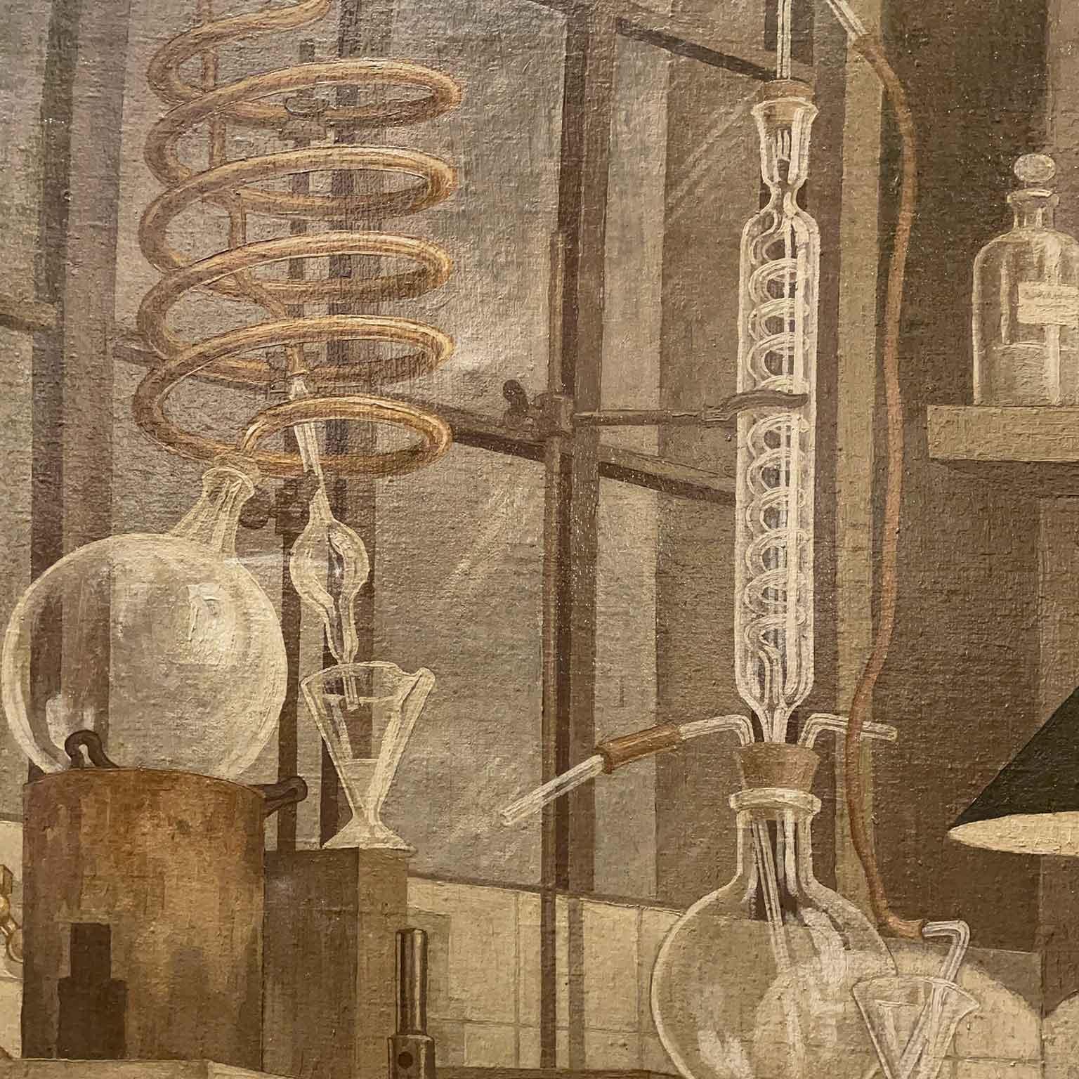 Pair of French Large Paintings Depicting Pharmacist and Snake Hunters Dated 1945 In Good Condition For Sale In Milano, MI