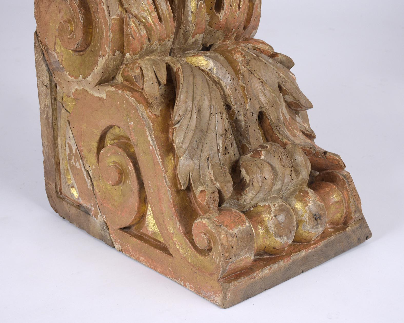 Wood Pair of 18th Century Baroque Corbels