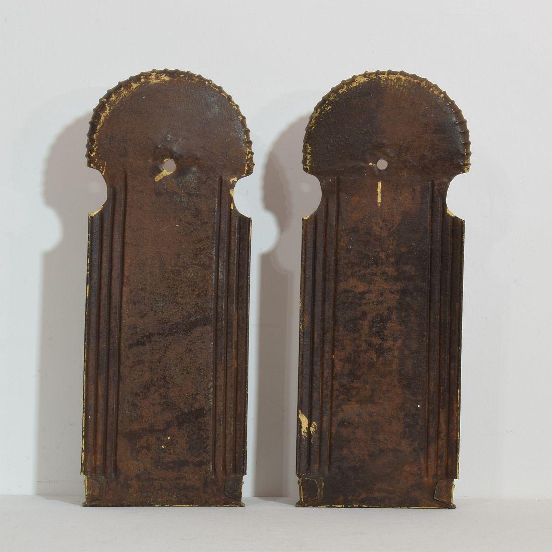 Pair of French, Late 18th Century Iron Wall Candleholders with Mirrors 1
