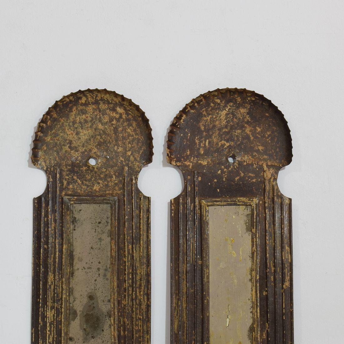 Pair of French, Late 18th Century Iron Wall Candleholders with Mirrors 3