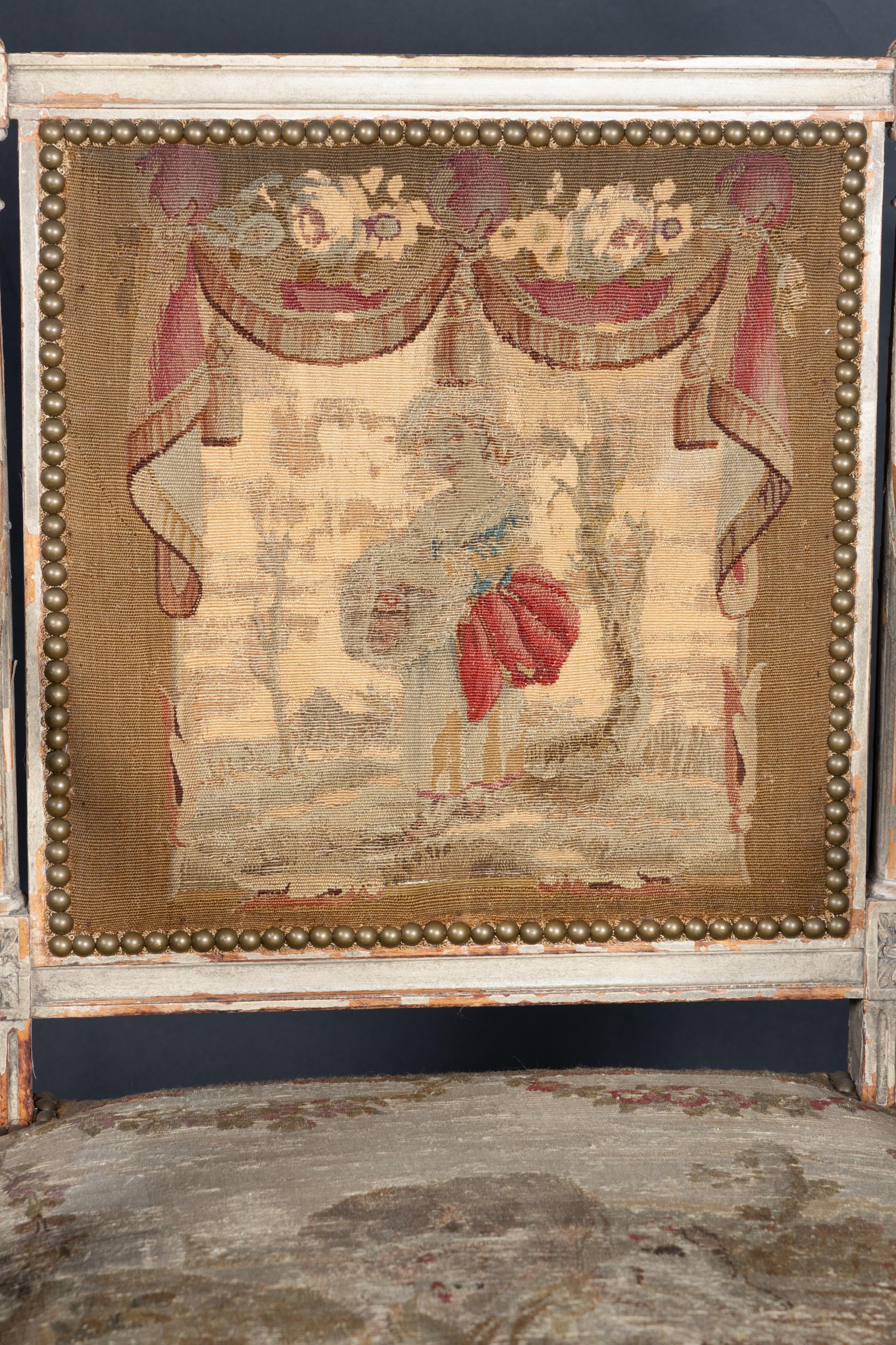 Pair of  French Late 18th Century Louis XVI Carved, Painted Fauteuil Armchairs In Good Condition In New Orleans, LA