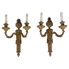 Pair of French Late 18th Century Louis XVI Style Bronze Sconces