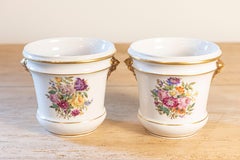 Pair of French Late 18th Century Paris Porcelain Cachepots with Floral Décor