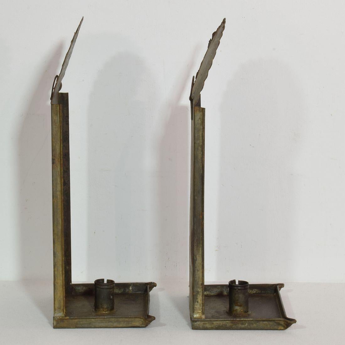 18th Century and Earlier Pair of French, Late 18th, Early 19th Century Iron Wall Candleholders