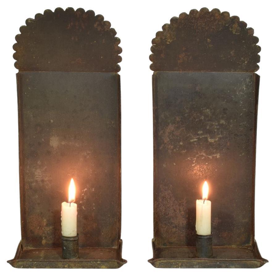 Pair of French, Late 18th, Early 19th Century Iron Wall Candleholders