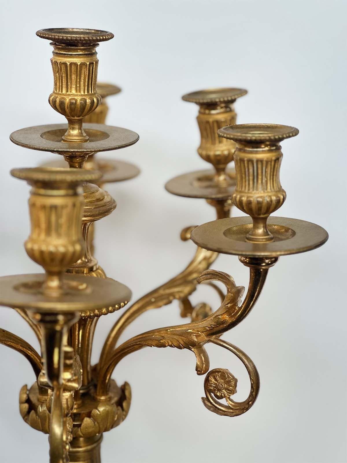 Pair of French Late 19th Century Bronze D'ore Candelabras For Sale 1