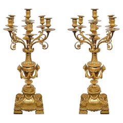 Pair of French Late 19th Century Bronze D'ore Candelabras