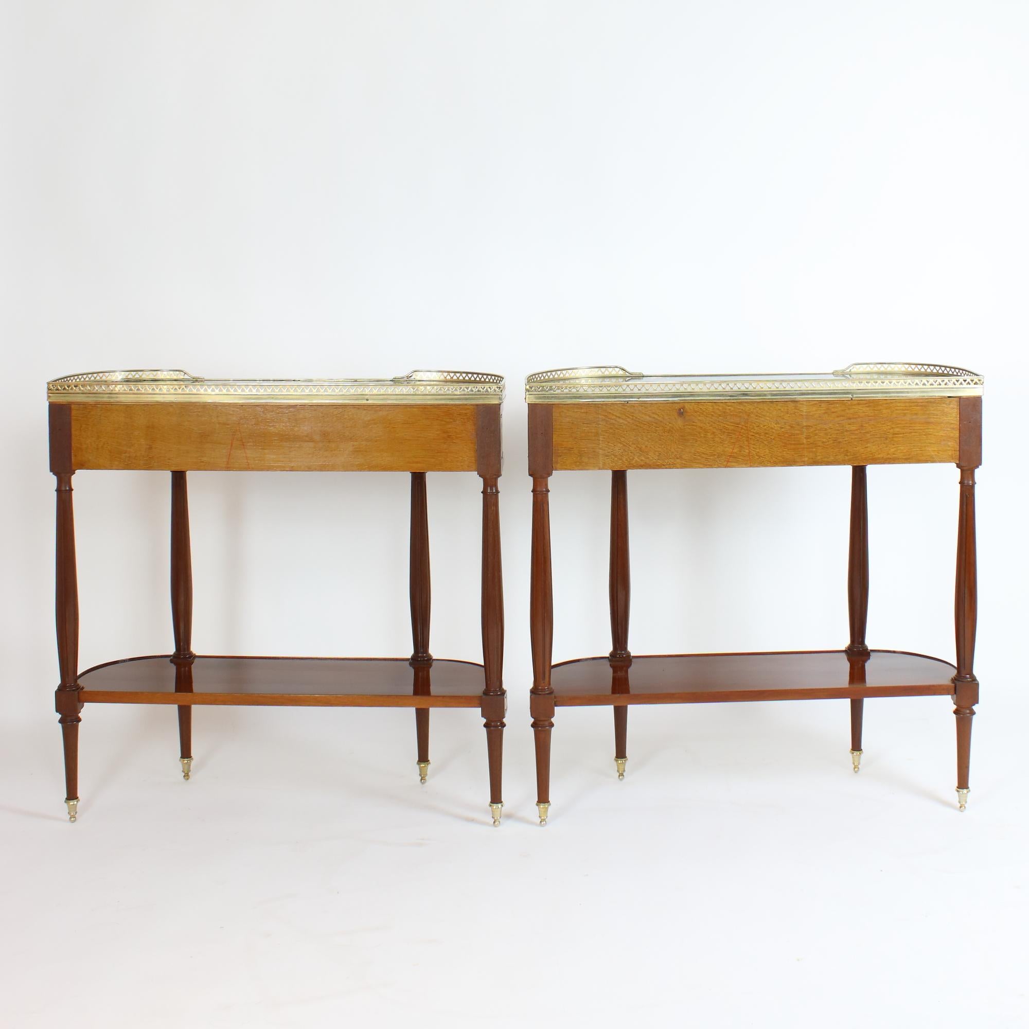 Bronze Pair of French Late 19th Century Directoire Style Demilune Console Tables For Sale