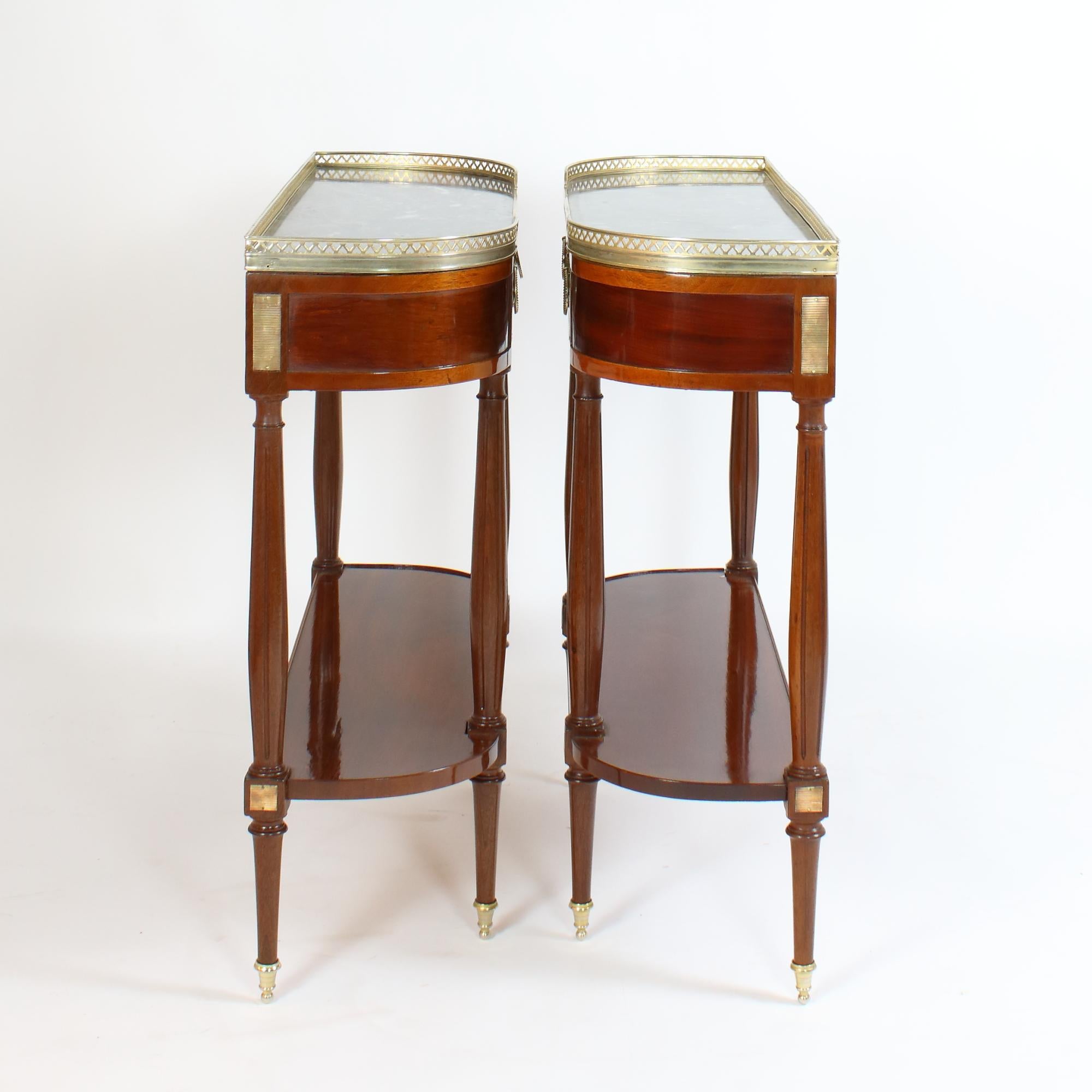 Pair of French Late 19th Century Directoire Style Demilune Console Tables For Sale 1
