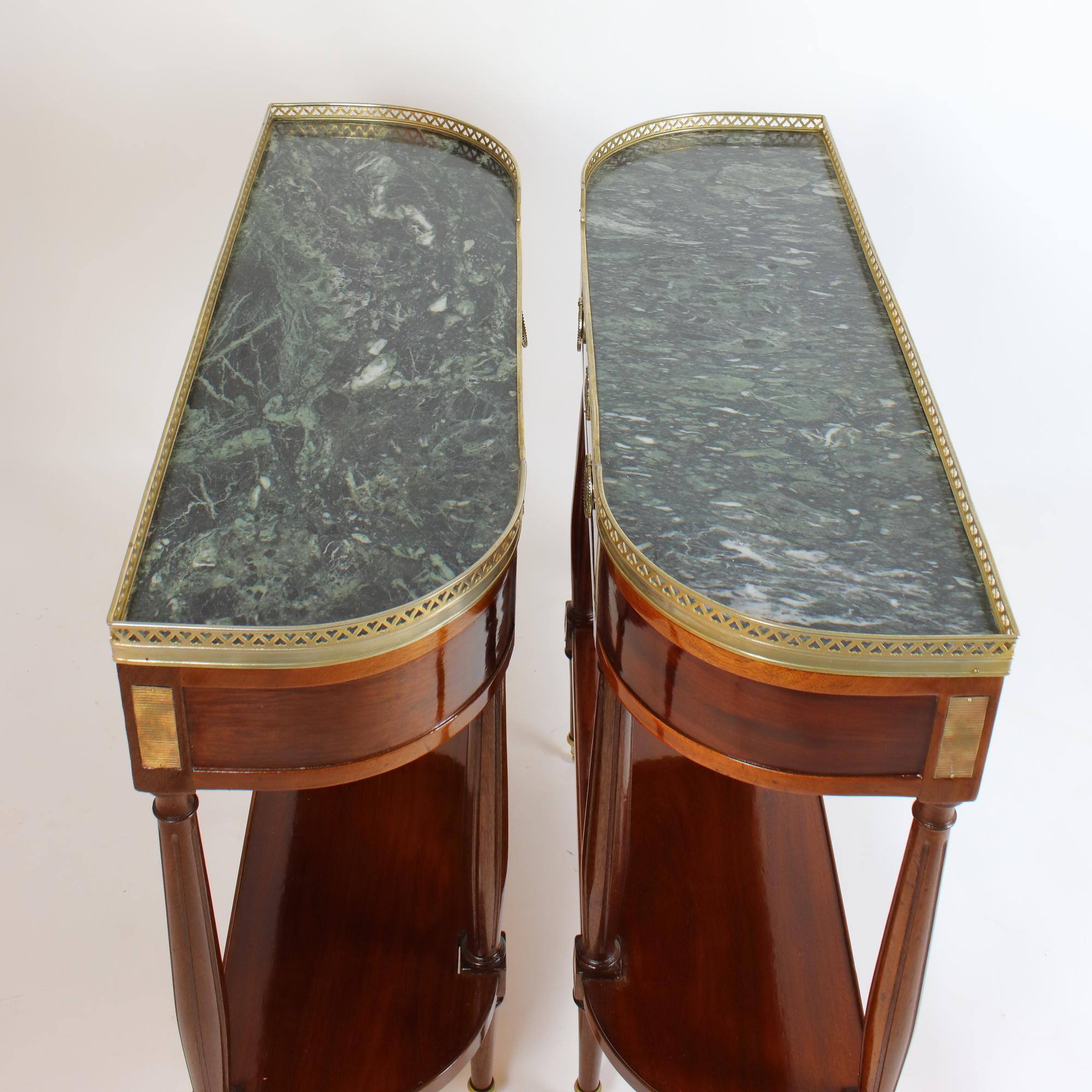 Pair of French Late 19th Century Directoire Style Demilune Console Tables For Sale 2