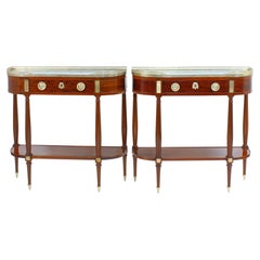 Vintage Pair of French Late 19th Century Directoire Style Demilune Console Tables