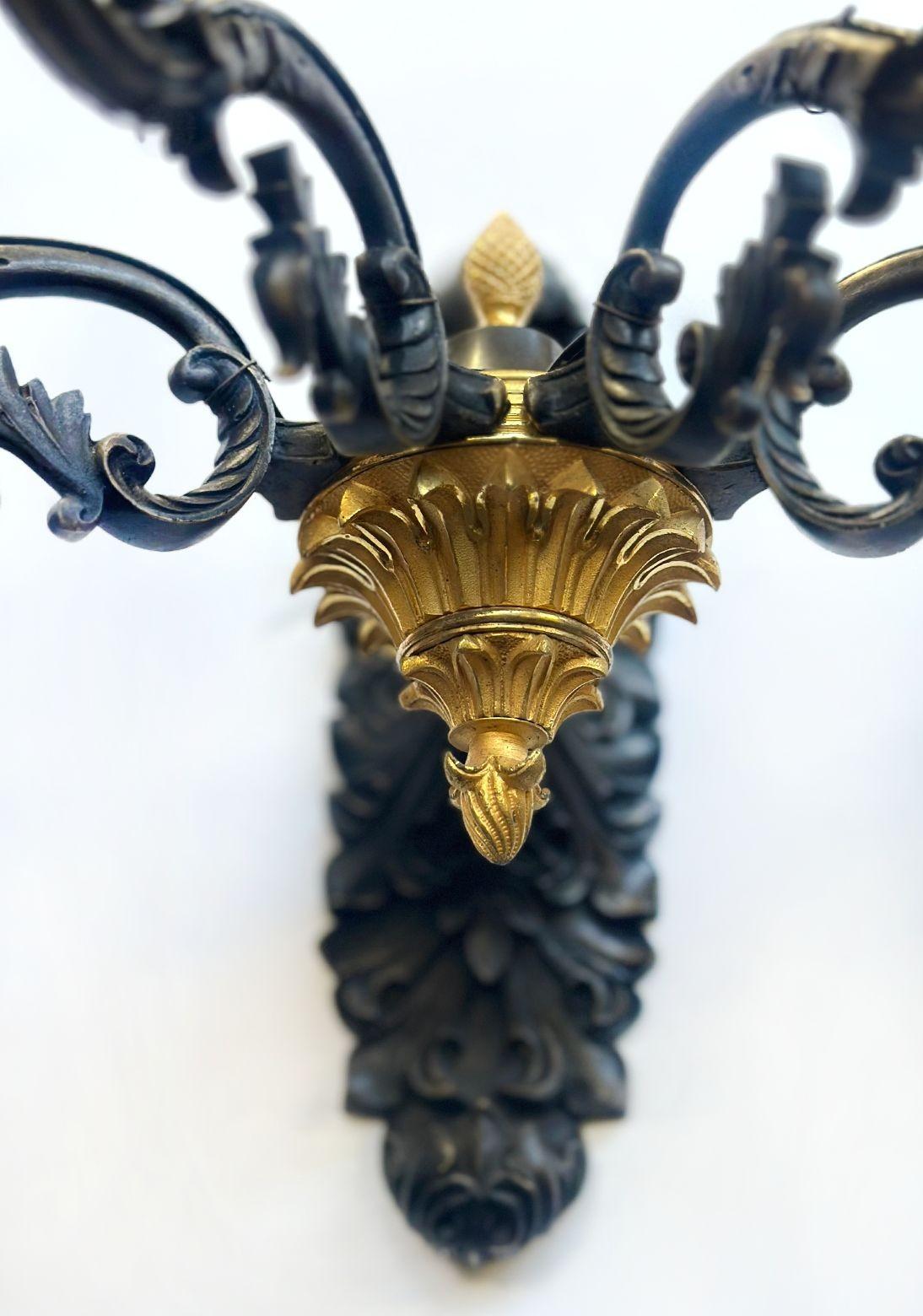 Bronze Pair of French Late 19th Century Empire-Style Sconces For Sale