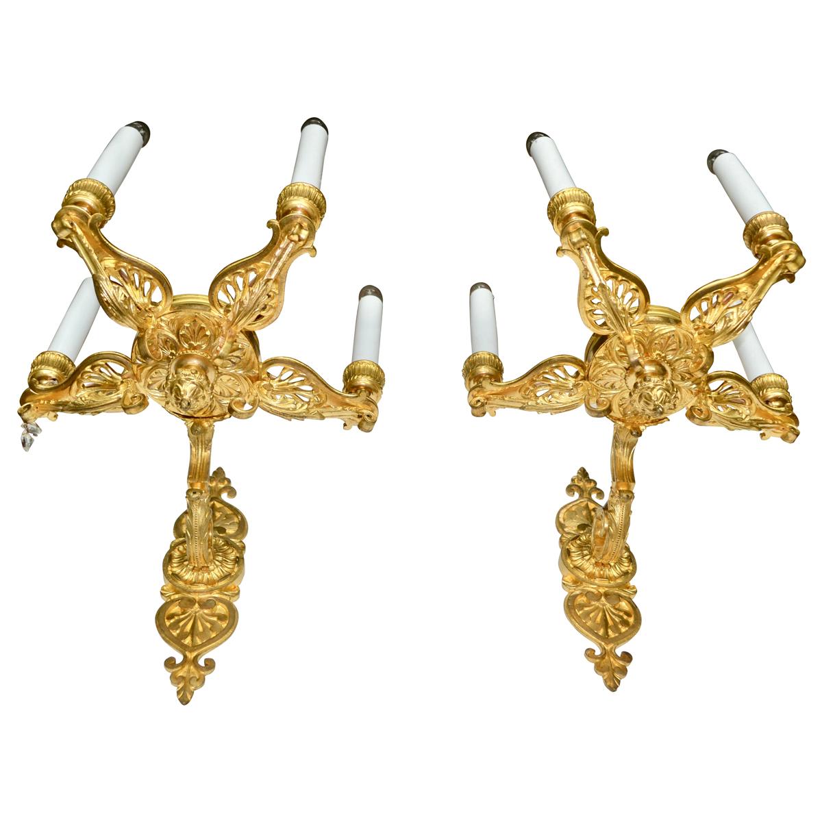 Pair of French Late 19th Century Empire Style Sconces For Sale