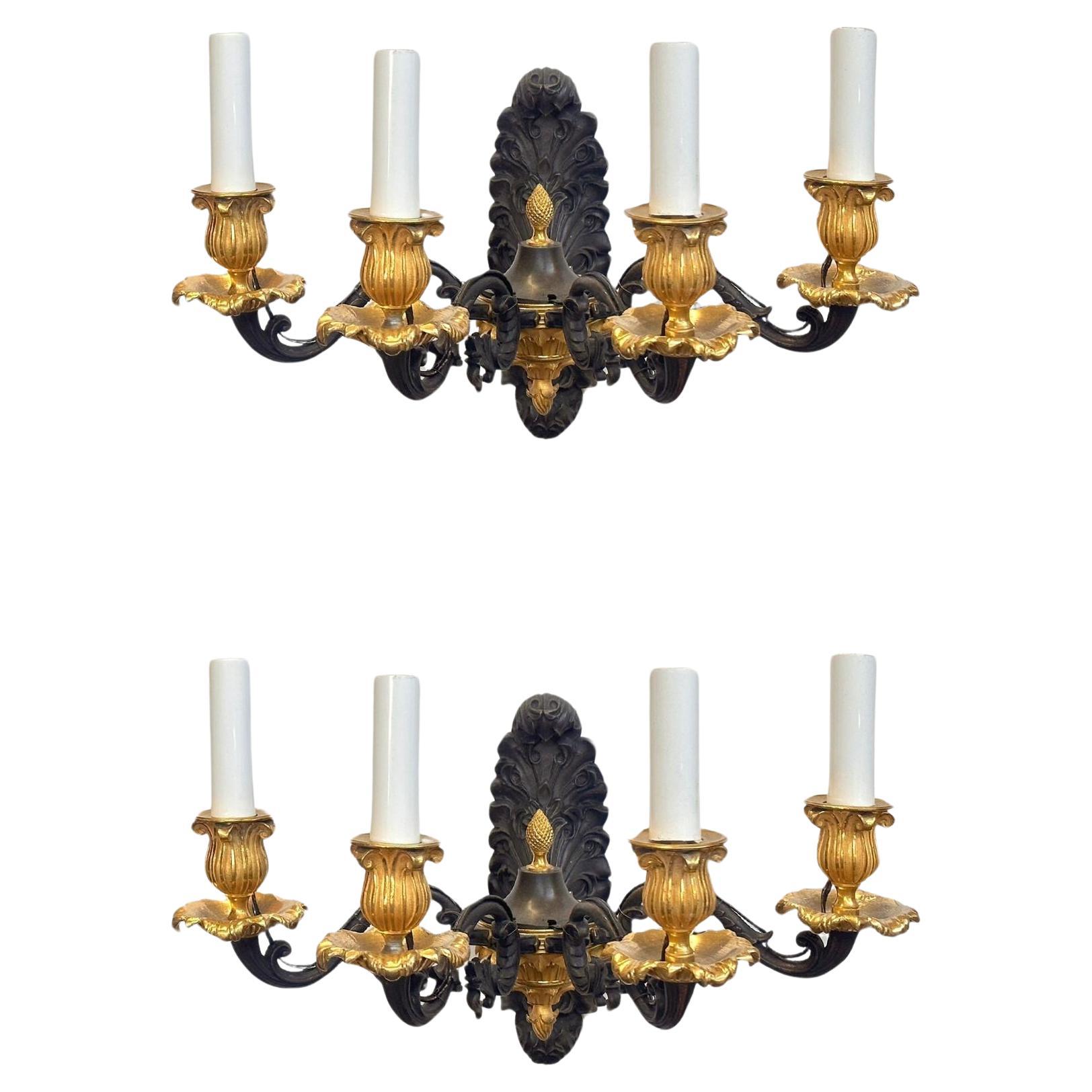 Pair of French Late 19th Century Empire-Style Sconces For Sale