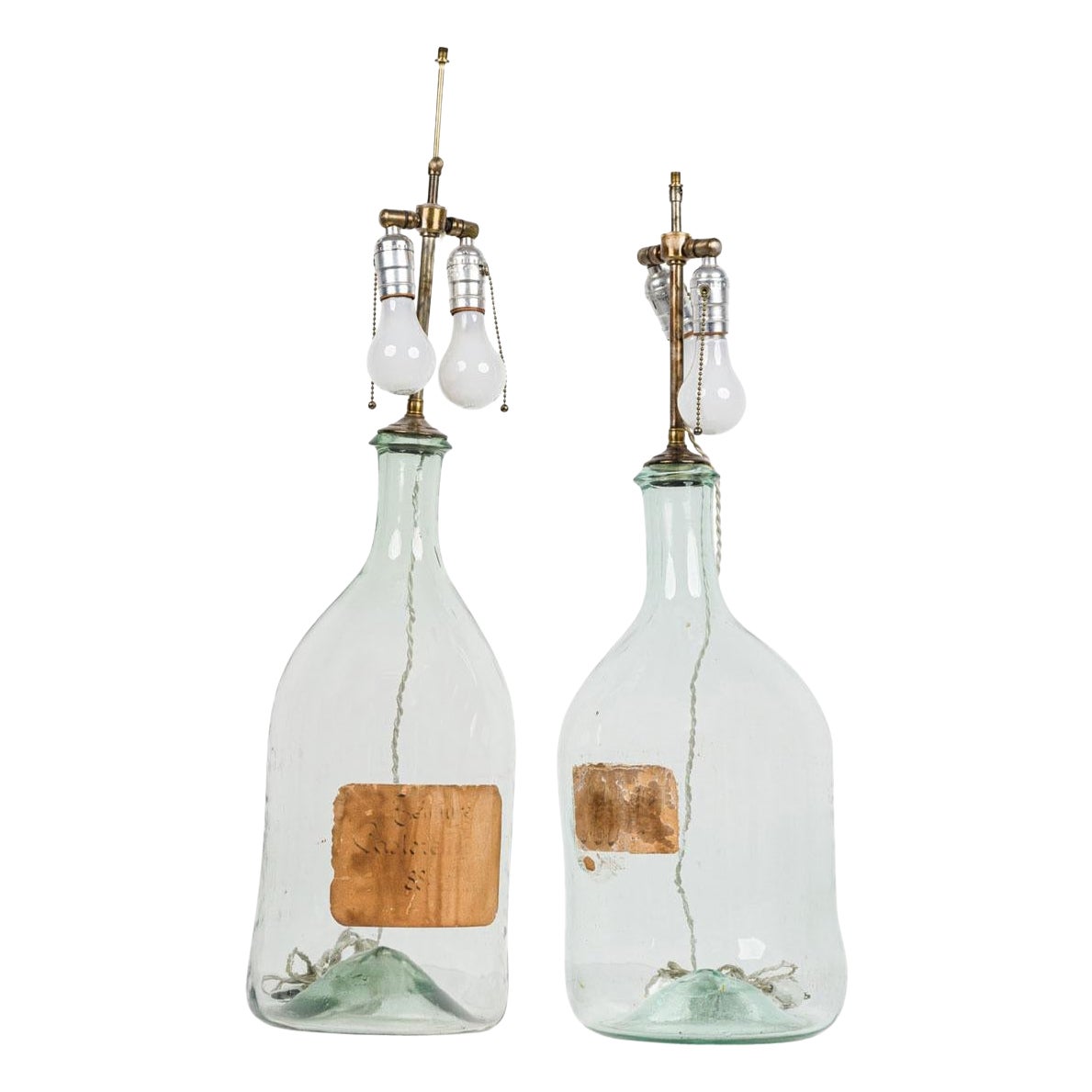 Pair of French Late 19th Century Glass Jug Table Lamps For Sale
