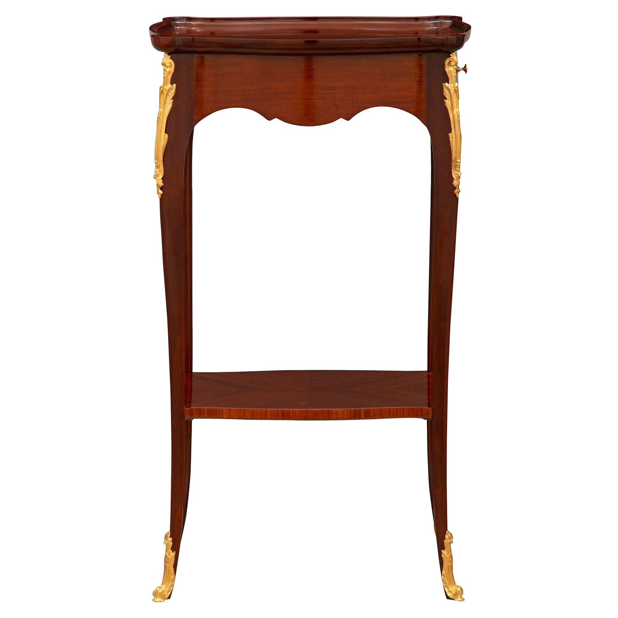 Pair Of French Late 19th Century Louis XV St. Mahogany And Ormolu Side Tables For Sale 2
