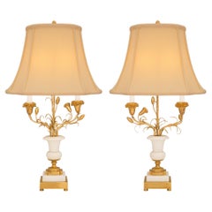 Pair of French Late 19th Century Louis XVI Style Candelabras Mounted into Lamps