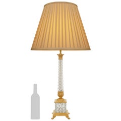 Paar französische neoklassizistische Lampen des späten 19. Ormolu und Kristall Lampen