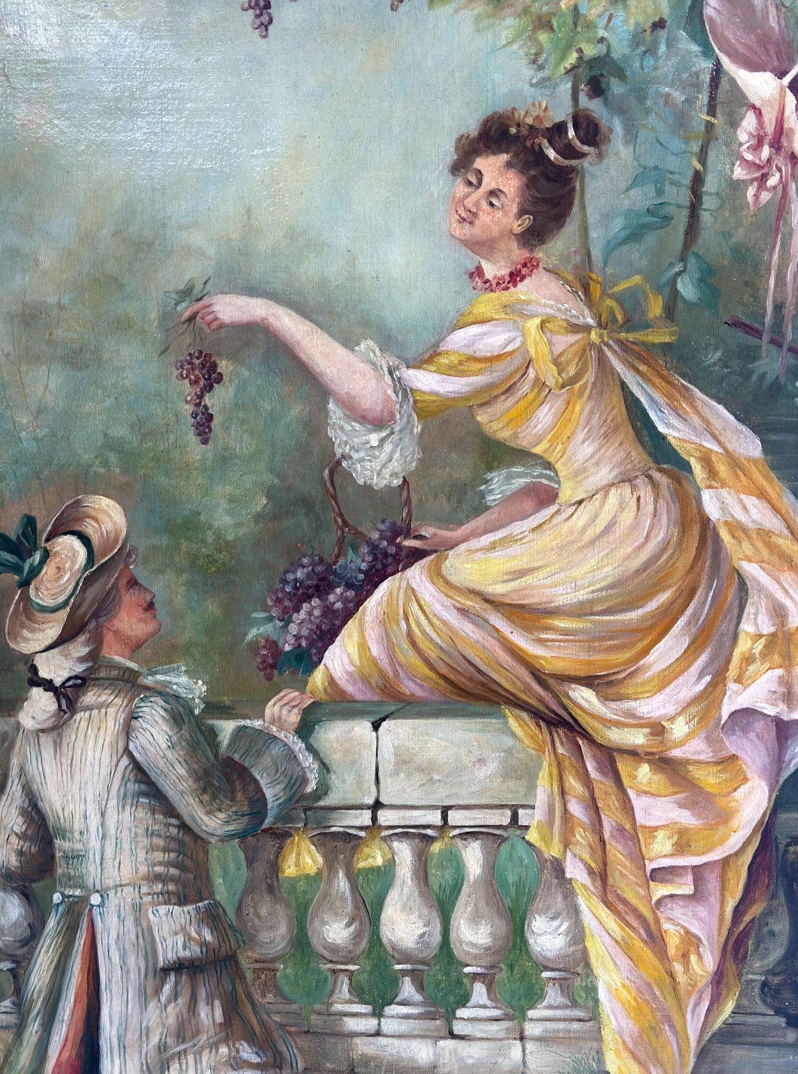 Pair of French Late 19th Century Tall Oil on Canvas Paintings For Sale 1